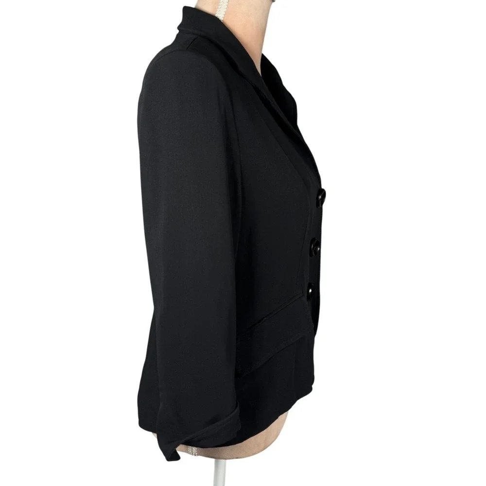 Lafayette 148 New York Blazer Women‎ 6 Black 3-Button 3/4 Sleeve Tailored Jacket